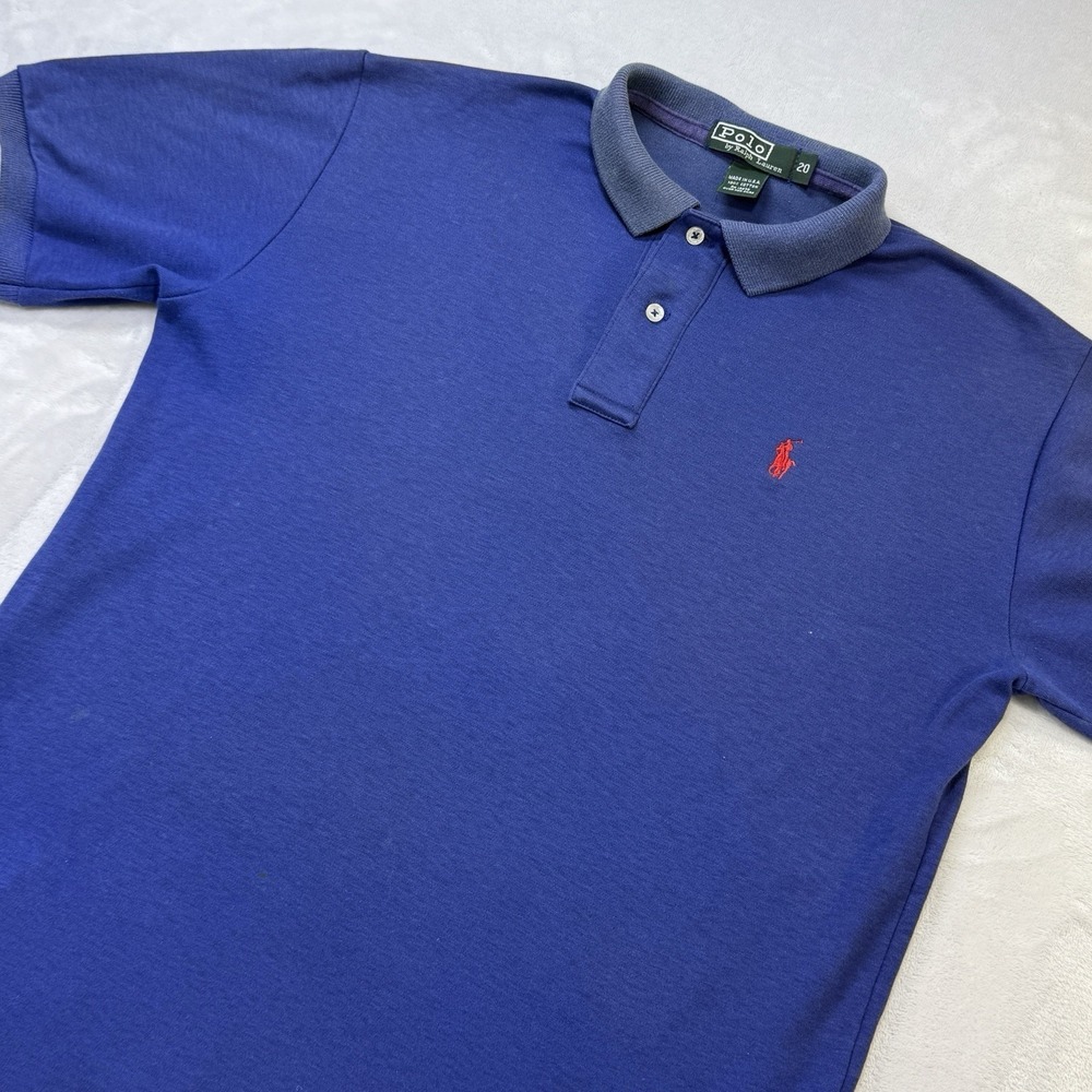 VINTAGE 70's 80's Ralph Lauren Polo Shirt Mens Medium Short Sleeve Blue Pony